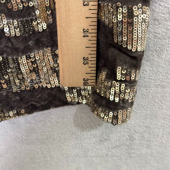 Boston Proper Dress Womens 4 Silver Gray Velvet Gold Sequin Party Cocktail - Picture 11 of 11